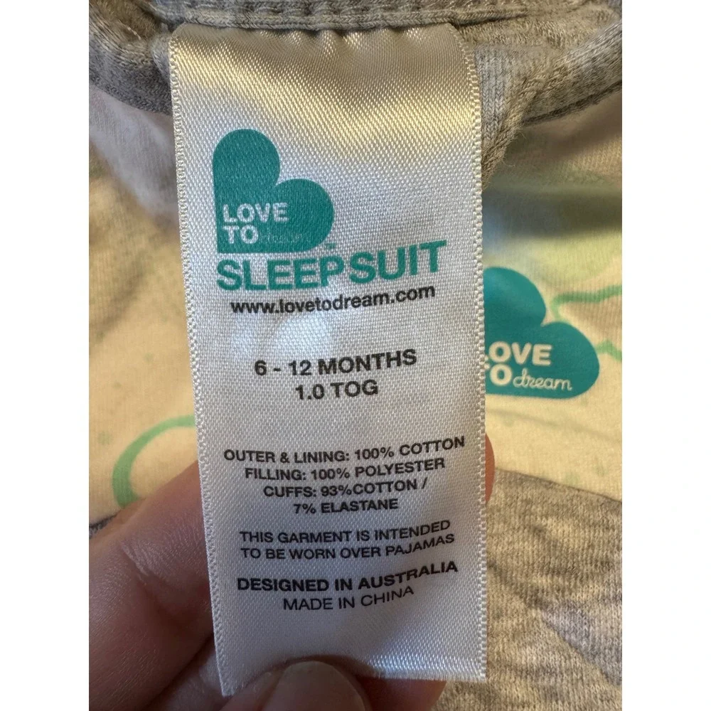 Love To Dream Sleep Suit 1.0 TOG Gray Cloud Quilted Sleep Sack 6-12 Months